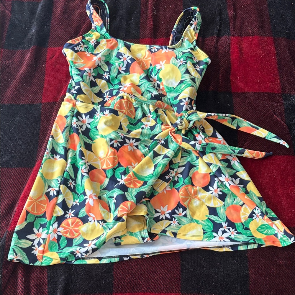 Old Navy Citrus One Piece Swim Dress with Tie